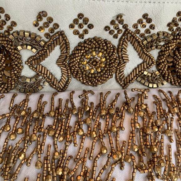 Free People.White 💯 leather w/ gold purse bag - Picture 3 of 8